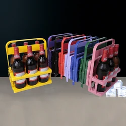 Portable Beer Carrier 4/6 Pack Folding Drinks Holder Six Pack Beer Rack Collapsible Plastic Reusable Wine Cup Rack