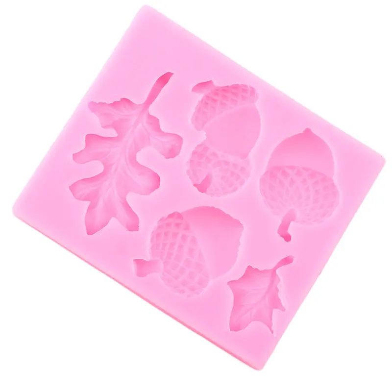 Pine Cone Nuts Silicone Molds Acorn Leaves Fondant Cake Decorating Tools DIY Cupcake Topper Mold Candy Chocolate Gumpaste Moulds