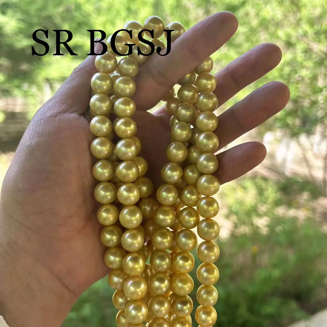 11-12mm 15inch AAA High Quality Natural Freshwater Yellow Pearl Round Baroque Pearls Beads  For Jewelry Making