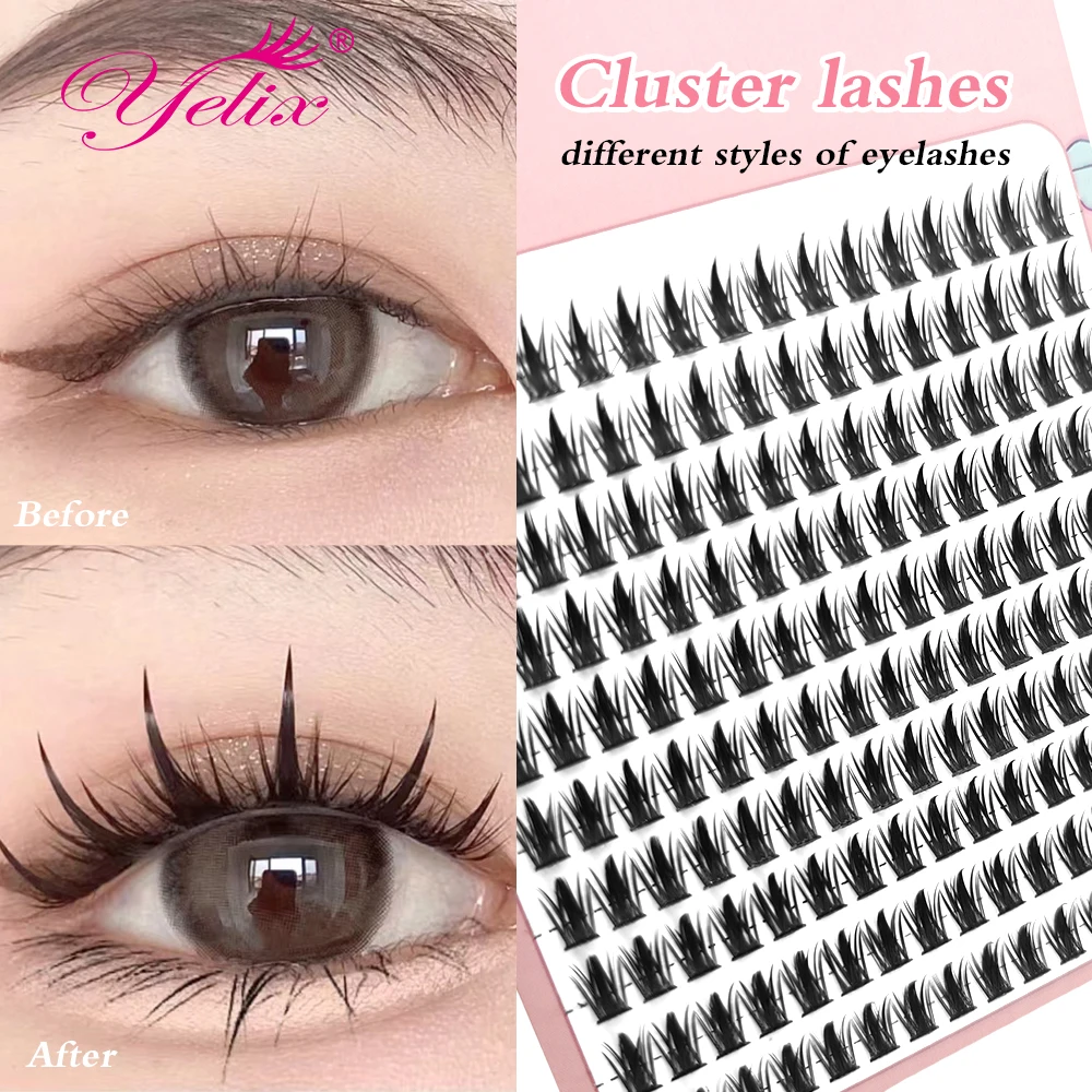 Yelix 10Rows Anime Lashes Cluster Lashes DIY Clusters Little Devail Eyelashes High Quality Comfortable Eye Lashes Bulk Wholesale