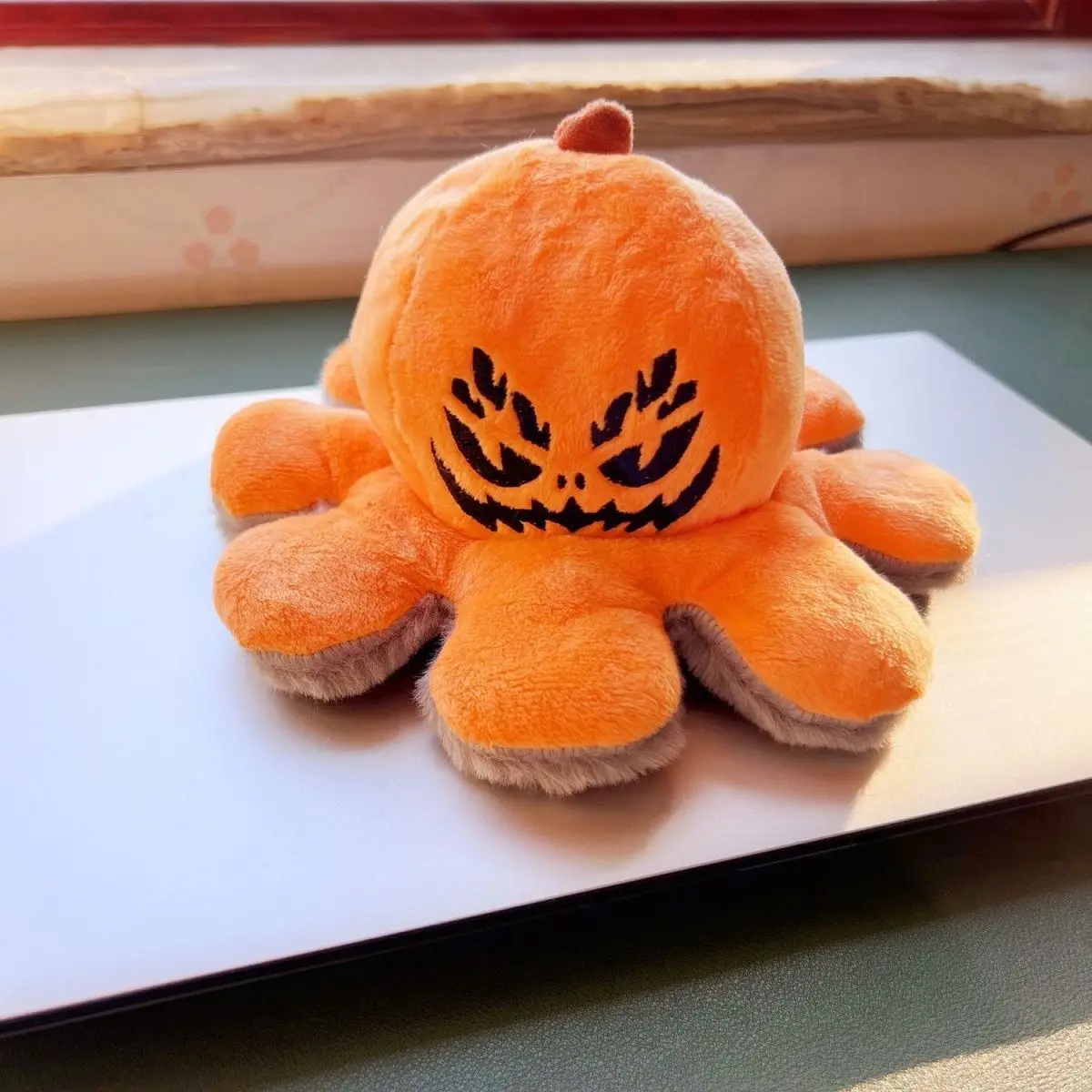 Halloween Reversible Pumpkin Octopus Plush Toy Double Sided Flip Face Doll decompress Festival gift