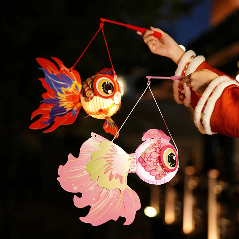 Mid-Autumn Festival DIY Lantern Intangible Cultural Heritage Decorative Fish Lantern Children's Handheld Flower Lantern