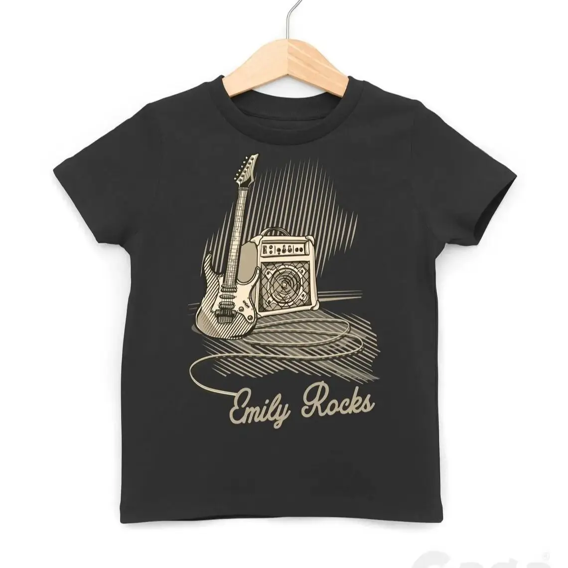 Custom Kids Name Rock Music TShirt, Personalised Future Rock Star Tee, Customised Guitar T-Shirt