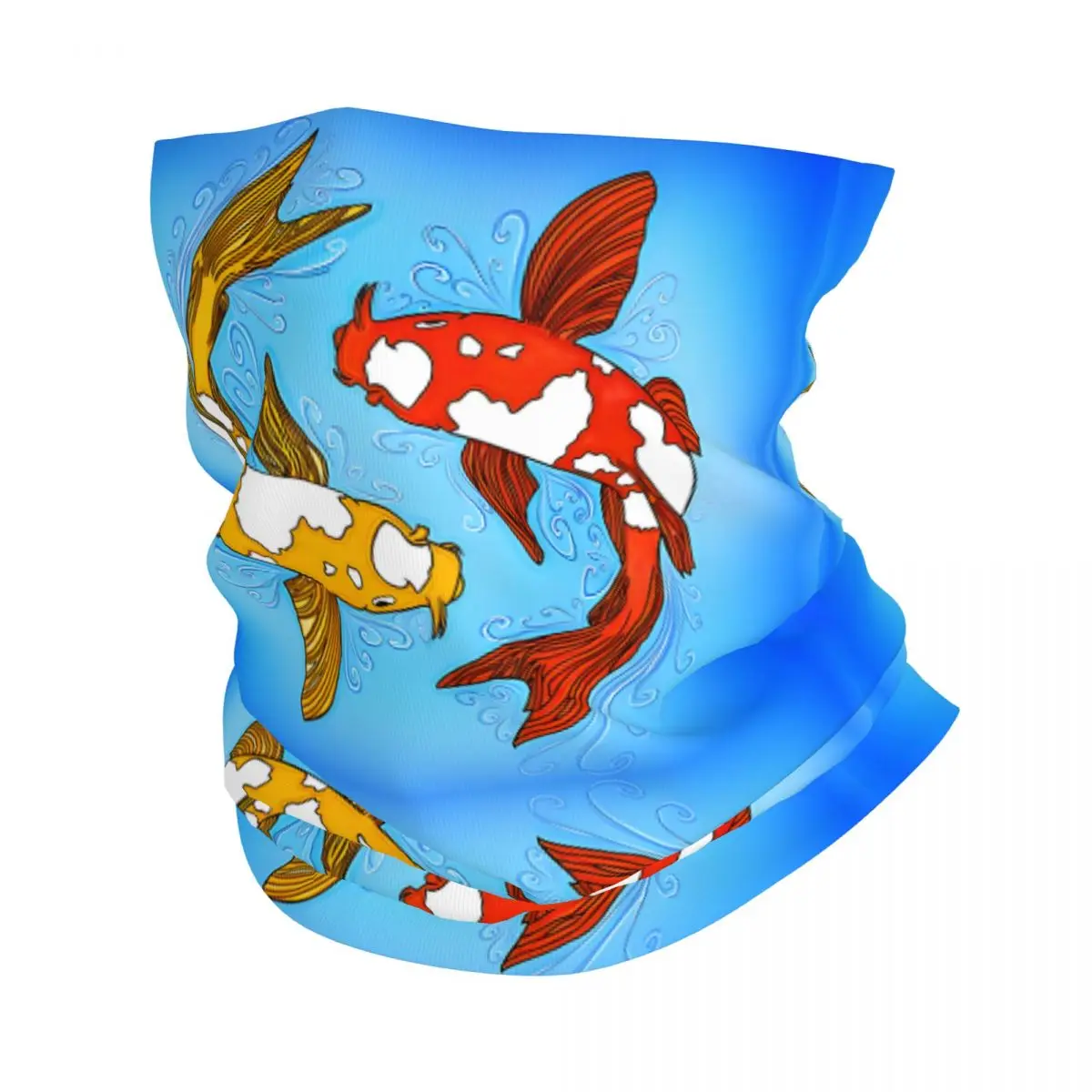 Koi Fish Swimming Scarf Neckerchief Neck Face Mask Polyester