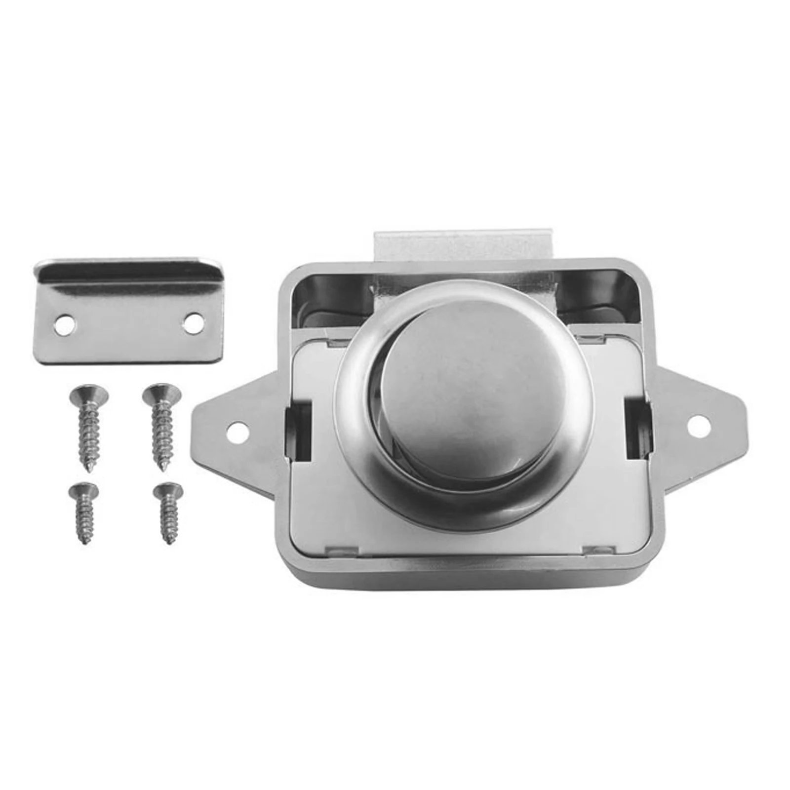26mm Push Button Latch Cabinet Door Catch Keyless Cupboard Locks for RV Yachts Motorhome Camper Caravan w/ Screws and Lock Caps