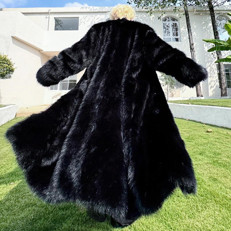 LUZHEN Winter Velvet Thickened Long Over The Knee Faux Fur Coat High-end Korean Trendy Handsome Classy Men's Outerwear LZ6697