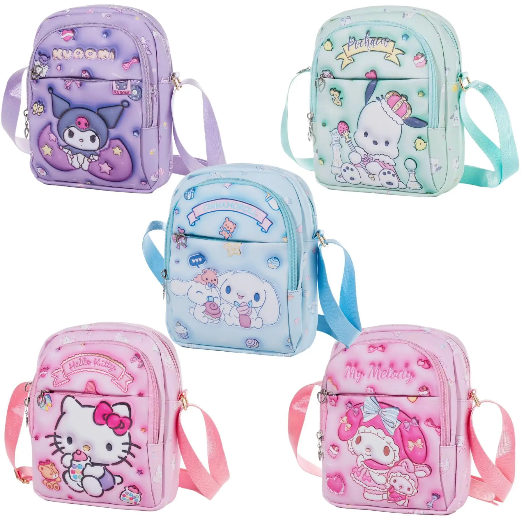 

Children's Cartoon Kuromi Melody PU Leather Backpack for Children's Pupil Small School Bags Student Kawaii Hello Kitty Anime