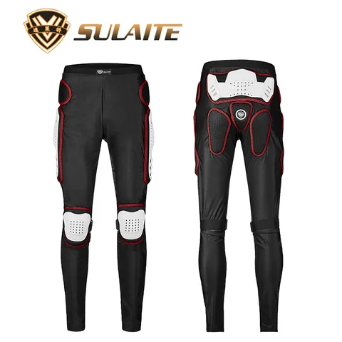 Sulaite calças de armadura de motocicleta, calças de motocross, armadura longa, joelho, virilha, proteção de quadril, moto, equipamento de corrida, shorts