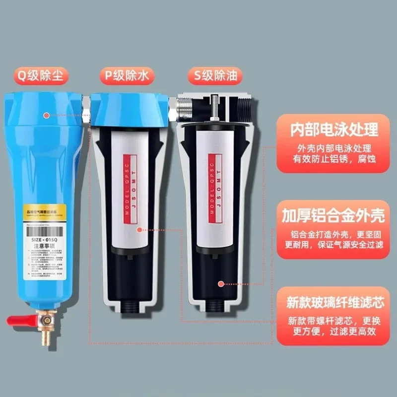 Precision Oil Water Separator Filter SetQ P S C 015/024/032/060 Air Compressor Accessories Compressed Air Precision Filter Dryer