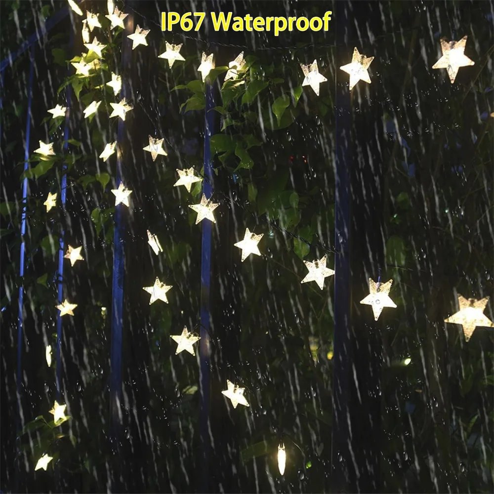 Kerstversiering Outdoor Solar Star String Lights Op Zonne-Energie Kerstverlichting Waterdichte Zonne-Verlichting 341