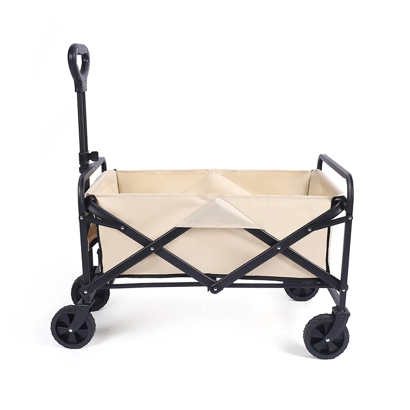 Four-Wheel Portable Foldable Metal Cart Platform Large Capacity For Camping Outdoor Residence Shopping
