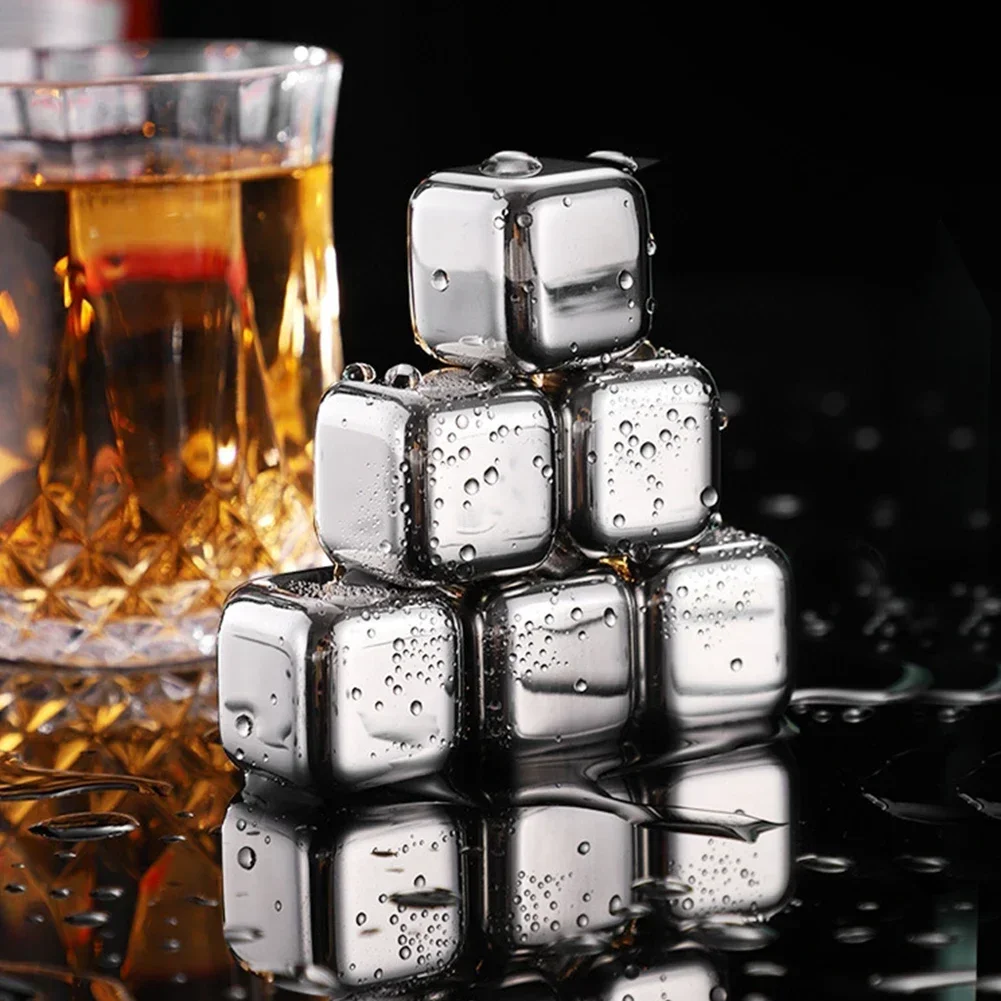 1cs Stainless Steel Whiskey Stones Ice Cubes Wine Beer Cooler Bar Cooler Chilling Stone Rocks For Whiskey Wine Party Bar Tools