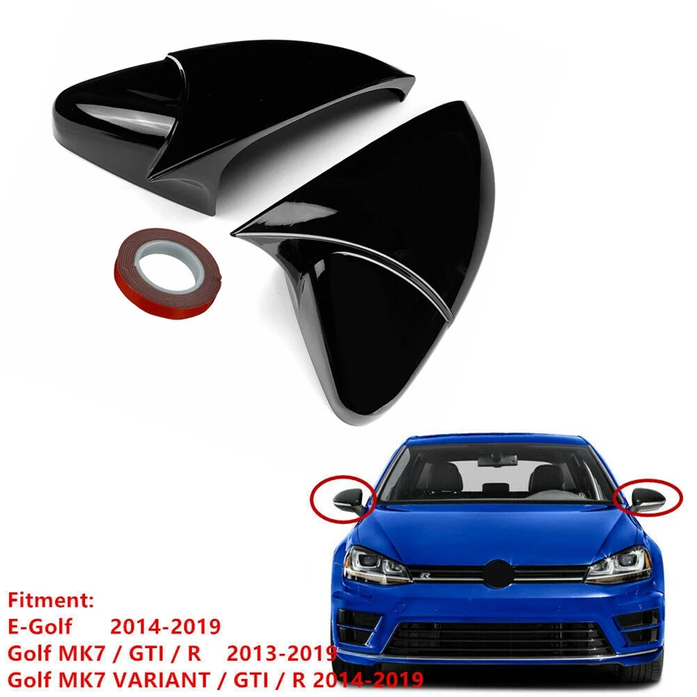 

1Pair Gloss Black Wing Mirror Cover Caps For VW Golf Mk7 Mk7.5 R GTI GTD 14-19 Exterior Parts Mirror & Covers Car Mirror Cover