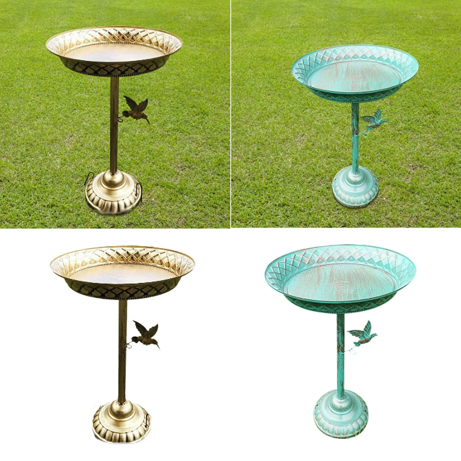 Bird Bath Cast Iron Pedestal with Stand Drinker Plate Metal Bowl Garden Birdbath Birdfeeder for Yard Garden Lawn Patio Outside