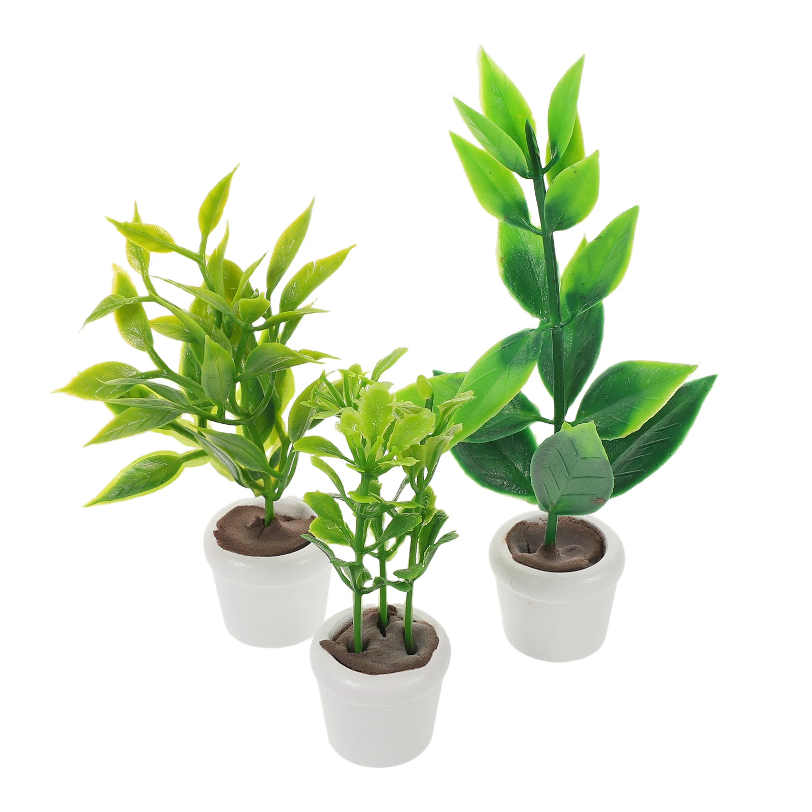 

3pcs Mini Garden Artificial Potted Plants Realistic Miniature Greenery For Dollhouse Scenery Nordic Micro Landscape Decor