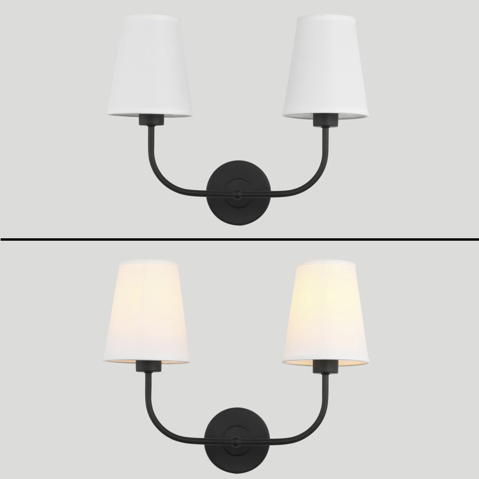 Permo Vintage Dubbele Blaker Antieke 2-Verlichting Met Uitlopende Trechter Linnen Beige Stof Schaduw