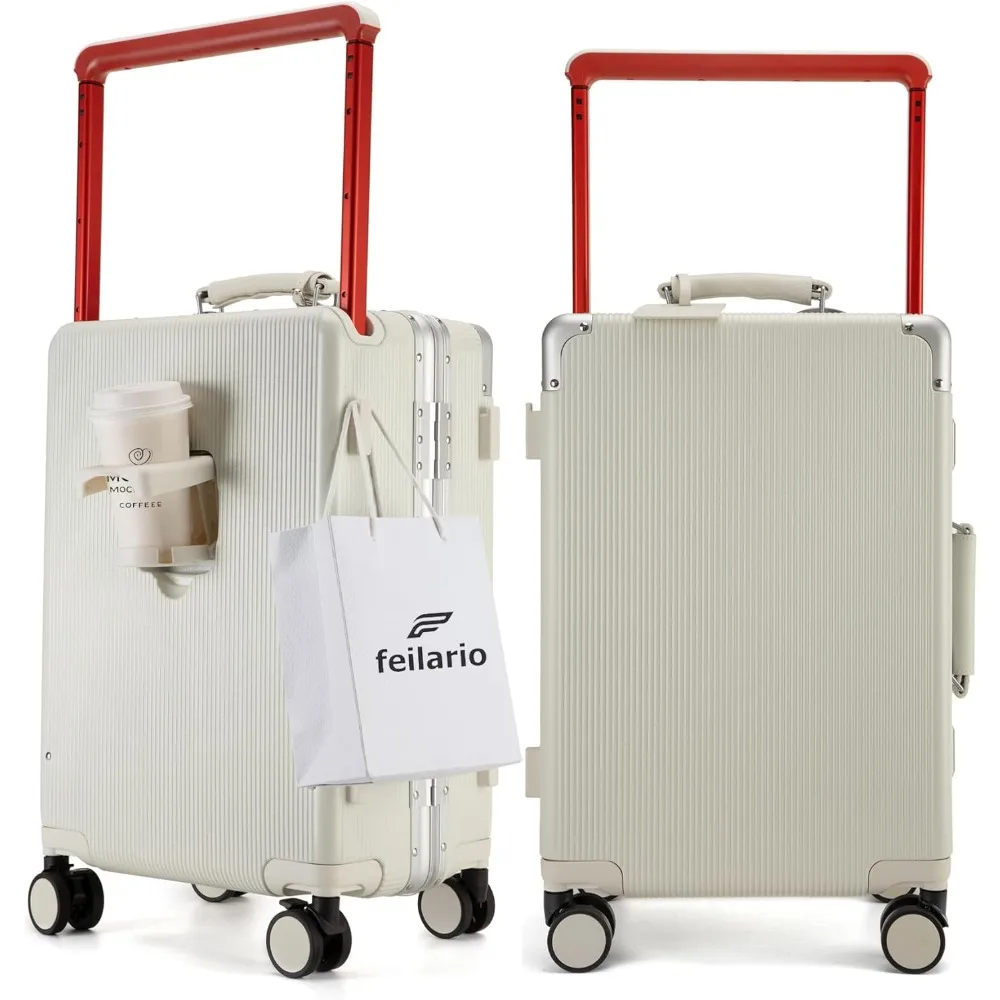 

20-дюймовая алюминиевая рама с широкой ручкой, ручная кладь с двойным спиннером для ПК, роскошный дорожный чемодан на колесиках