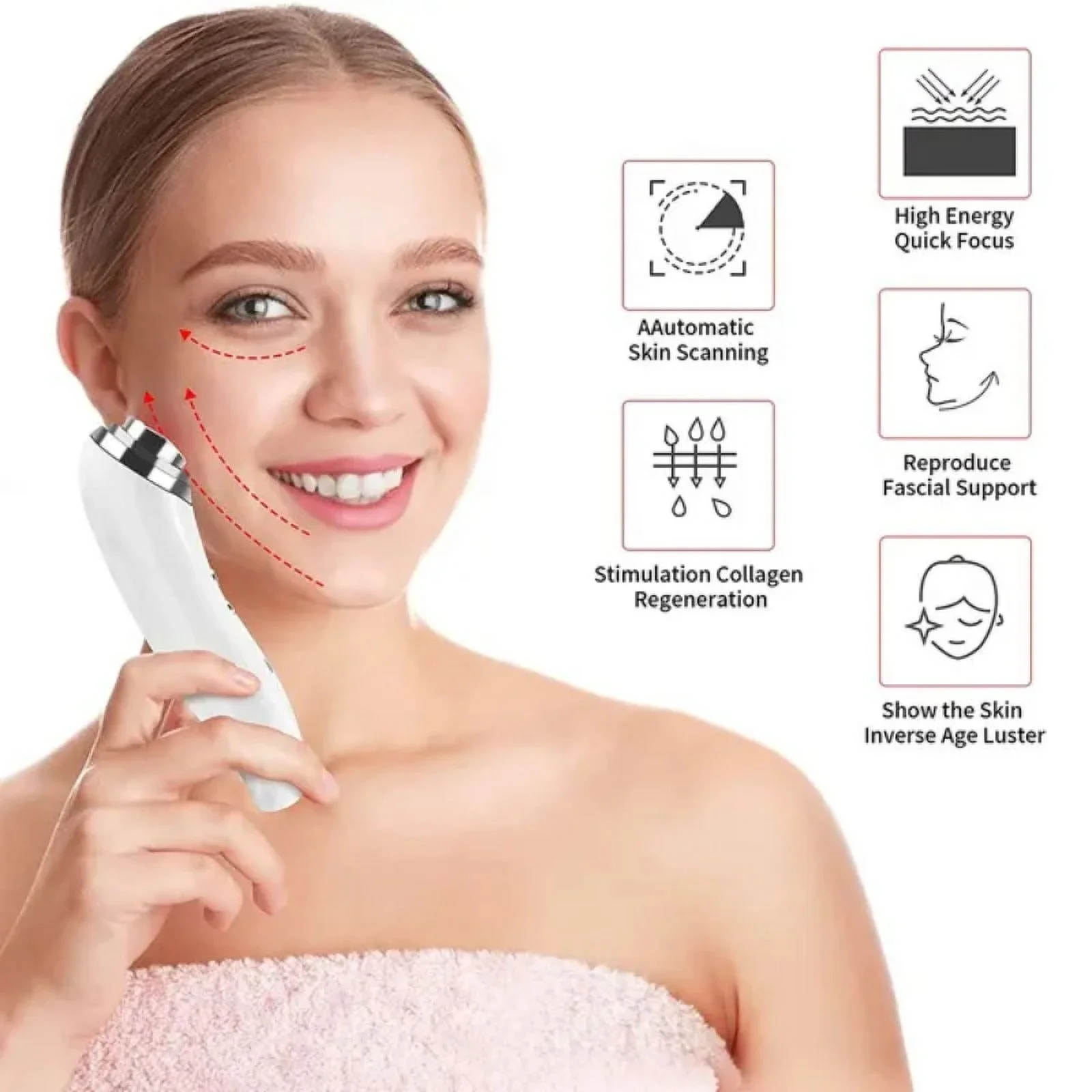 Wrinkles Removal Facial Massager LED Light therapy Sonic Ion Vibration Skin Tightening Face Lifting Beauty Device Skin Care Too