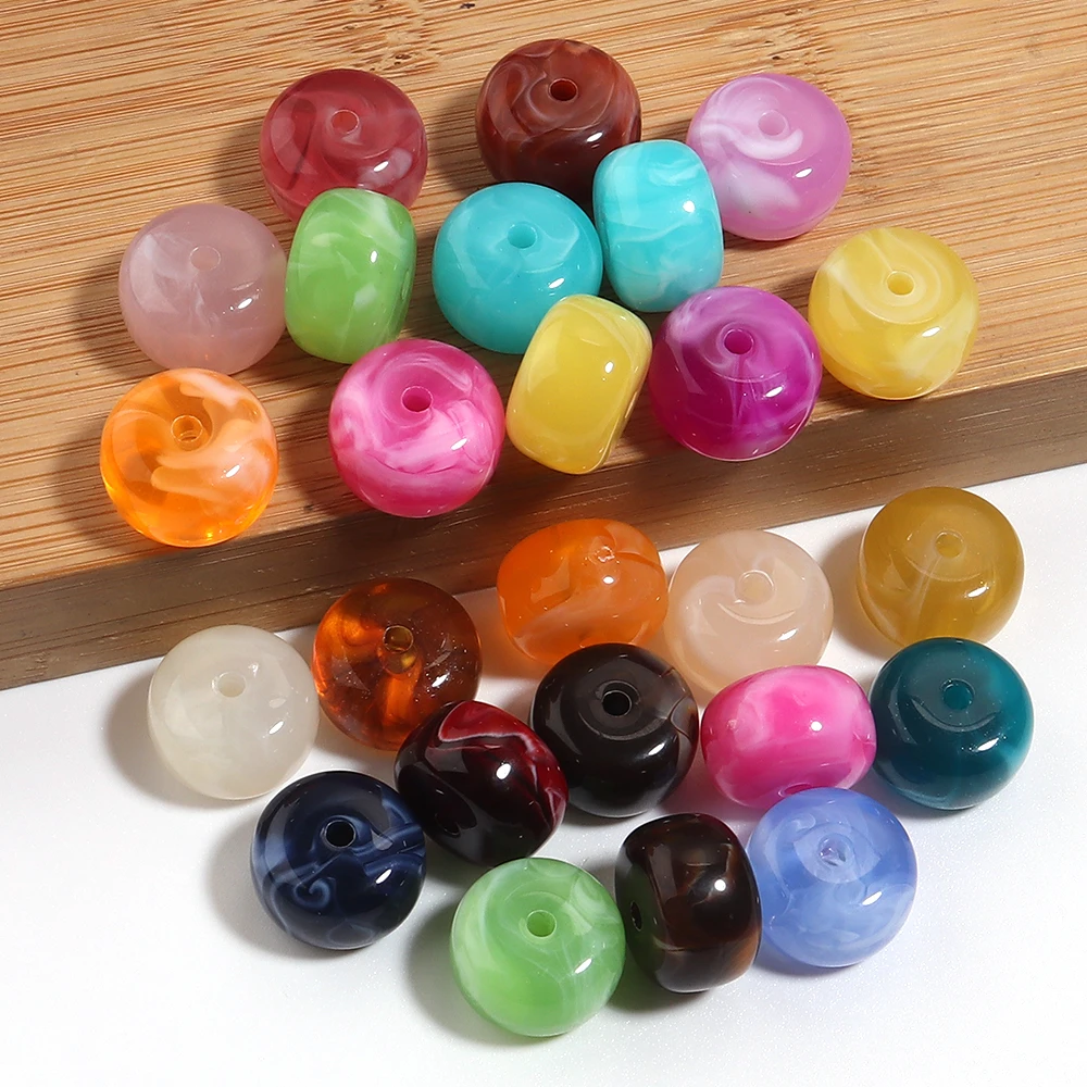 20pcs/lot Imitation Jade Stone Acrylic Beads Dual Color Loose Spacer Wheel Beads For DIY Handmade Bracelet Necklace Accessories view 6
