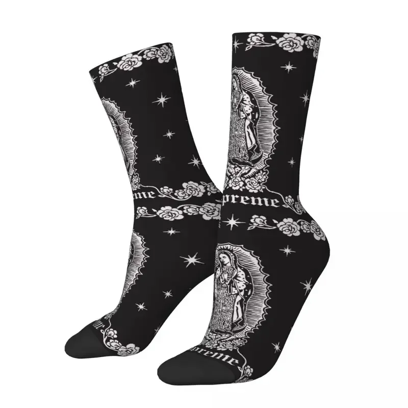 

Y2K Winter Warm Retro Unisex Christian Virgin Mary Saviour Sweat Absorbing Middle Tube Socks