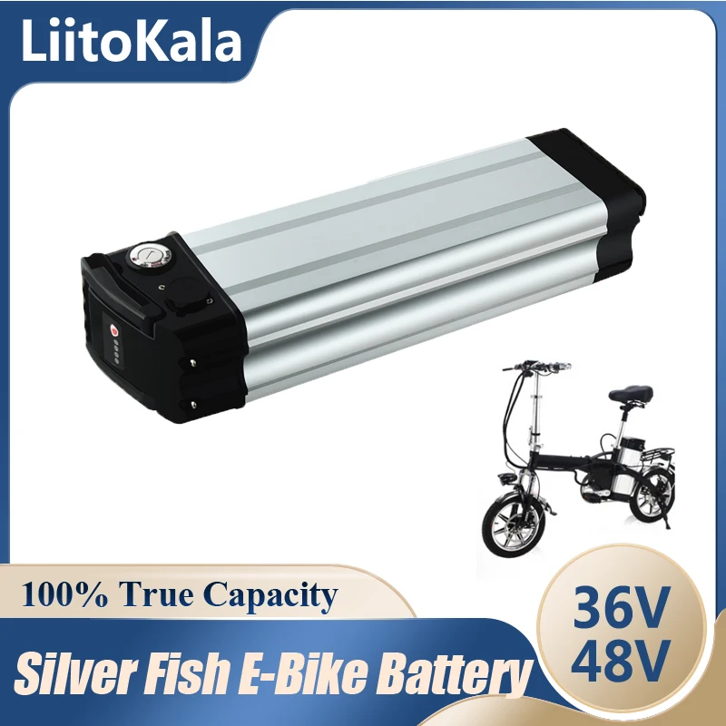 LiitoKala 36V 48V Silver Fish Battery 36V 10Ah 12Ah 15Ah 20Ah Electric Bike Battery For 500W Bafang Motor Electric Bicycle Kits