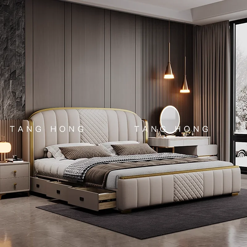Bedroom Double Massage Bed Luxury Modern Storage Multifunctional Bed Sleeping Princess Mobile Safe Sex Cama Hotel Furniture