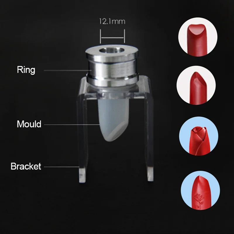 3ชิ้นเซ็ต DIY 12.1มม. แม่พิมพ์ซิลิโคนสำหรับใส่ลิปสติกแบบง่ายเครื่องมือลิปสติกแบบโฮมเมดตัวยึดแบบหลุมเดียวแหวนอลูมิเนียม