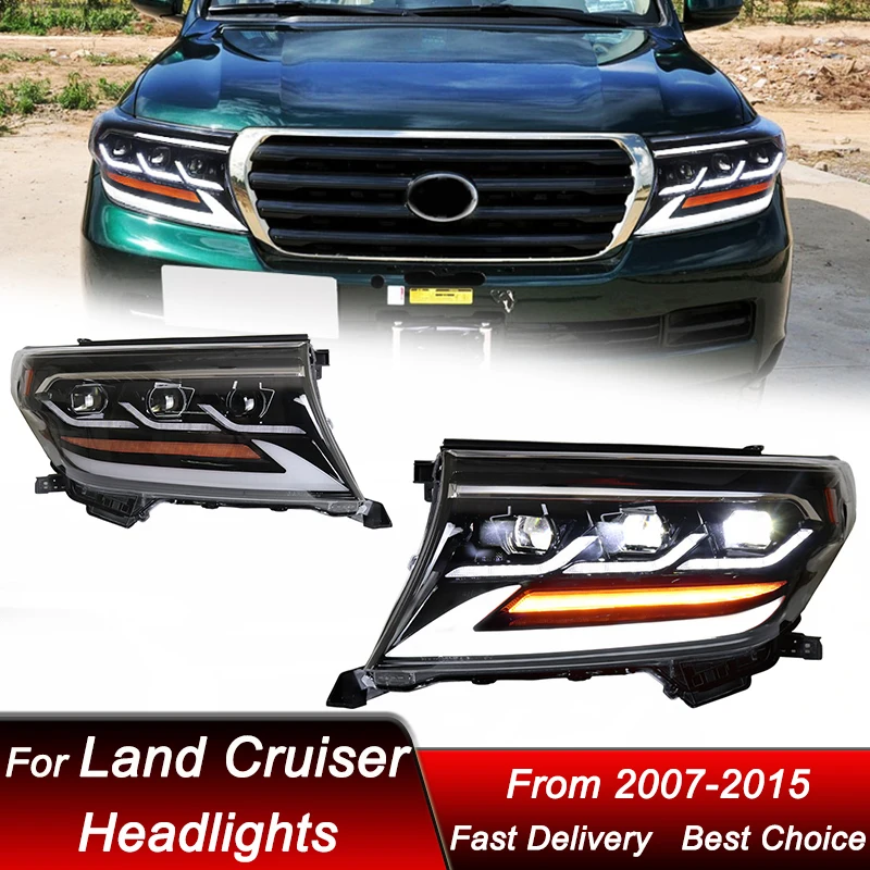 

Поп-стайлинг автомобилей фары для Toyota Land Cruiser 2007-2015 для Lexus Style светодиодный сборка обновление объектива проектора комплект аксессуаров