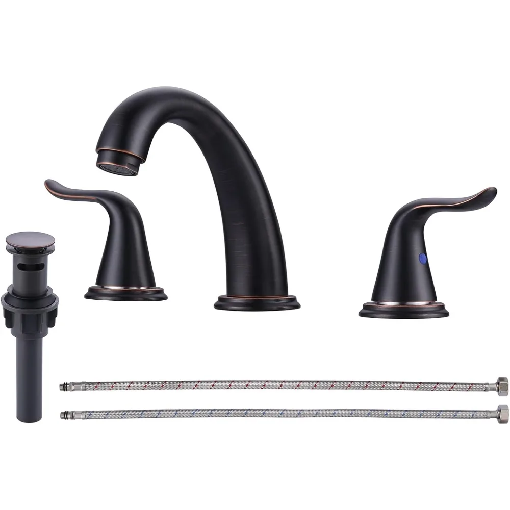 

Widespread Bathroom Faucet Oiled Rubbed Bronze Bathroom Sink Faucets 3 Hole Vanity Faucets 2 Handle Basin Faucet 8 Inch