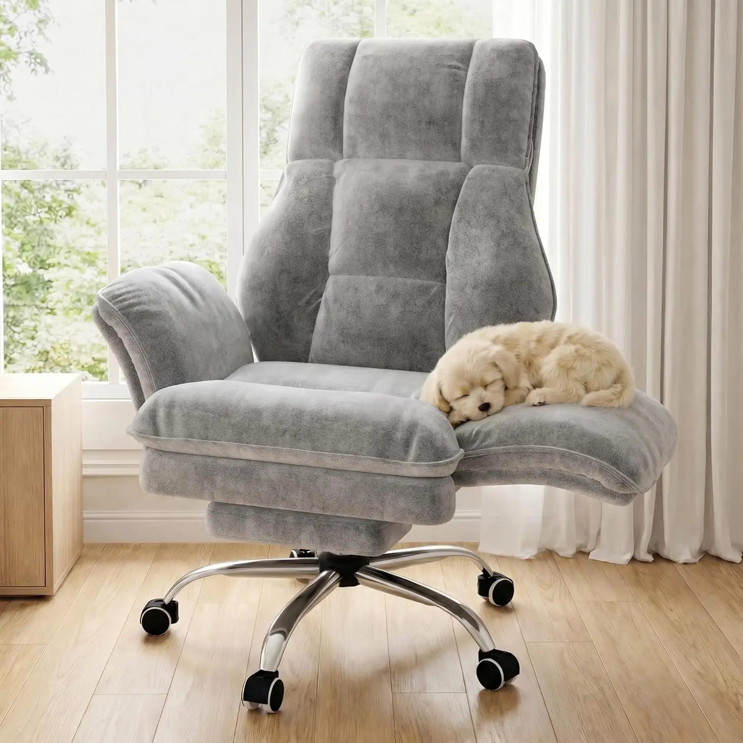 

Big and Tall Office Chair, Executive Ergonomic Computer Gaming Chair with Foot Rest, Flip Armrests for Cross Legged, Customized