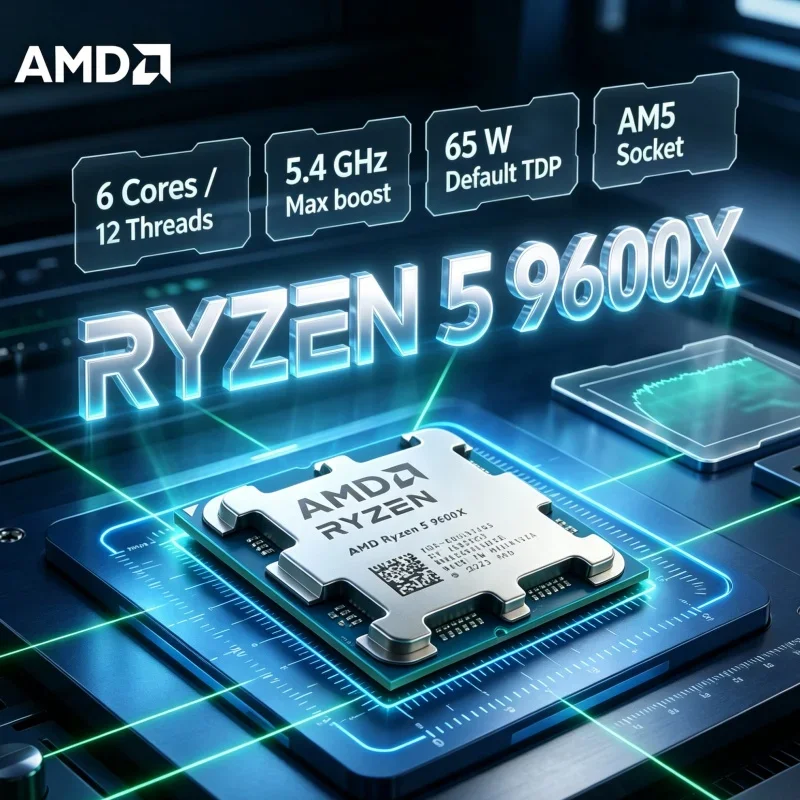 Content Creation CPU AMD Ryzen 5 9600X 5.4GHz 32M L3 Cache 6 Cores 12 Threads for  Rendering Live Streaming AM5
