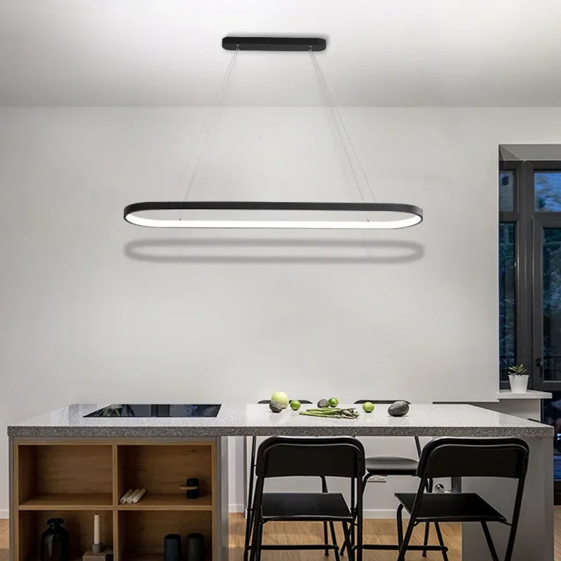 Plafonnier LED suspendu au design moderne, disponible en noir et en blanc, éclairage d'intérieur, luminaire décoratif de plafond, idéal pour une salle à manger, une cuisine ou une table