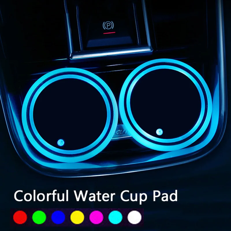 7 Colors Luminous Water Cup Pad Car Interior Styling Night Atmosphere Light Cup Bottle Mat Decor Accessories