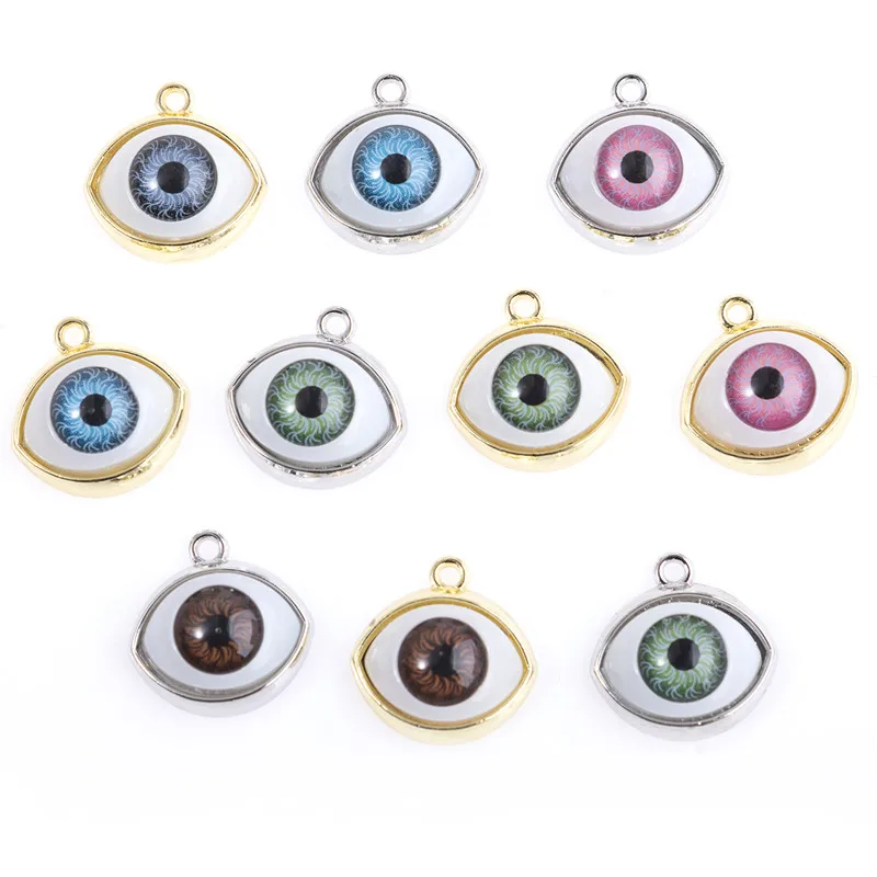 10PCS/PACK Mixed Color Simulation Eyes Glass Charms Pendant For Women Girls DIY Necklace Bracelet Jewelry Accessories