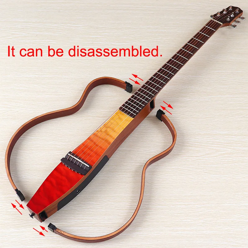 39 inch 6-string detachable portable cherry colored sparrow eye maple glossy folk guitar, travel guitar