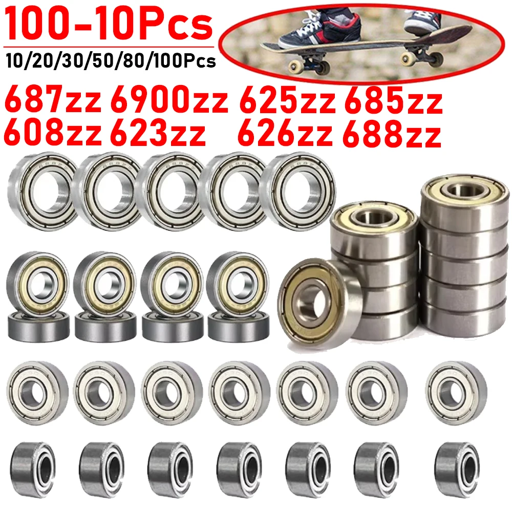 10-100pcs Ball Bearings 625zz 685zz 608zz 623zz 626zz Deep Groove Miniature Bearings for Skateboard Scooter 3D Printers Bearings