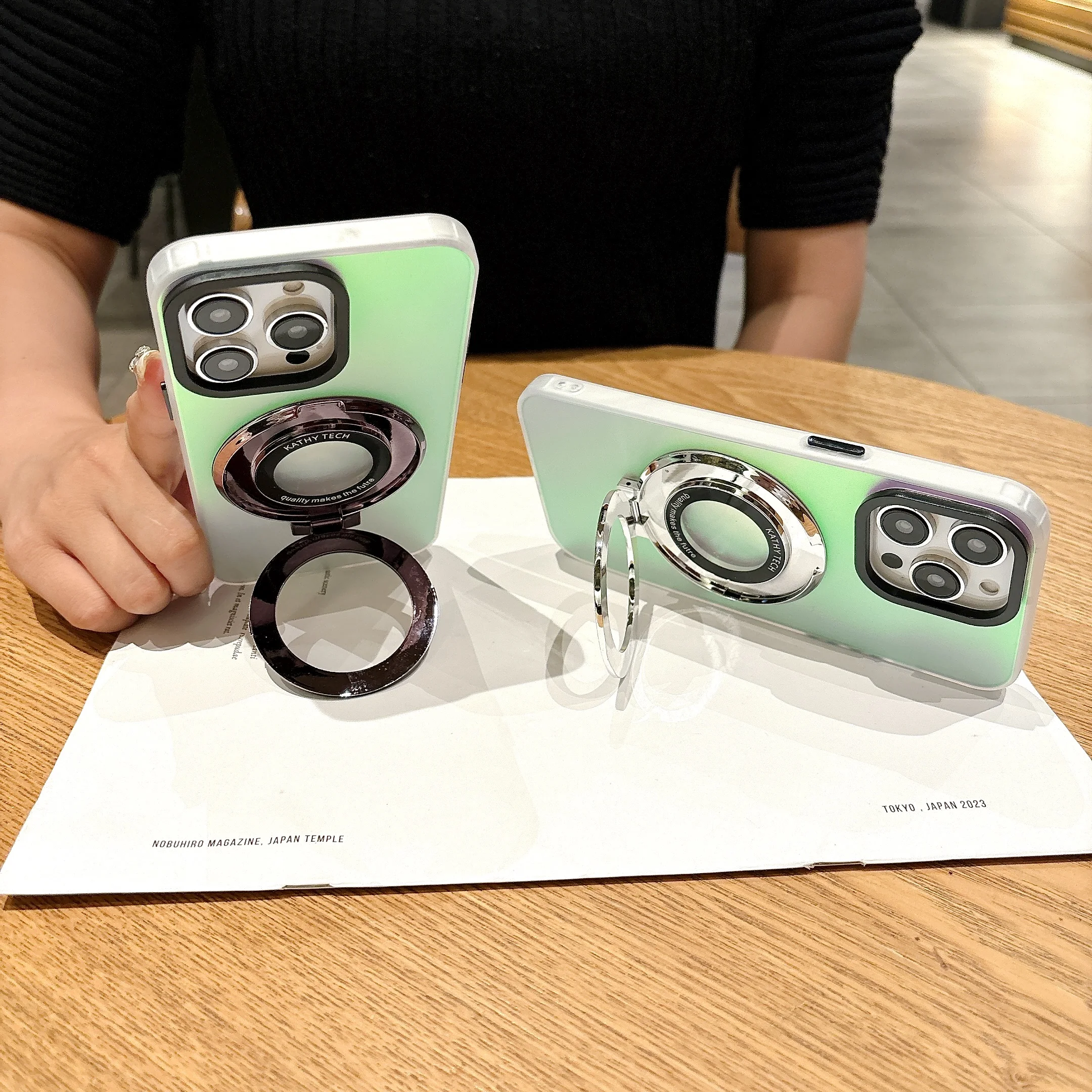 مع حافظة دعم غير مرئية جذابة مغناطيسية لهاتف آيفون 17 16 15 14 غطاء هاتف 15 14 13 Pro MAX صلب مقاوم للصدمات خلفي Funda #2