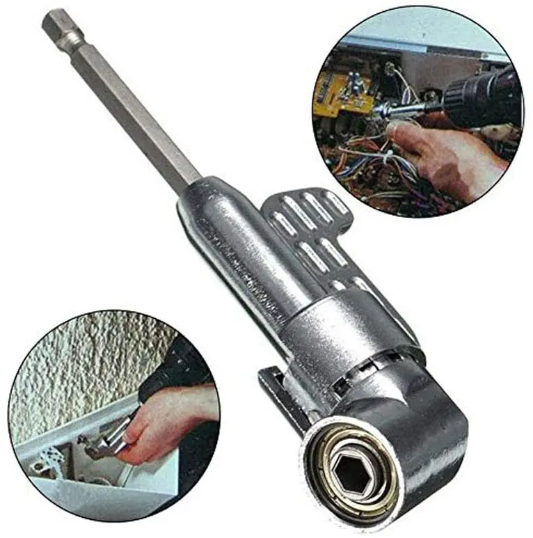 105 Degree Right Angle Driver Extension Power Screwdriver Drill with 1/4 Drive 6mm Hex Bit Magnetic Drill Bit Socket Angled Bit