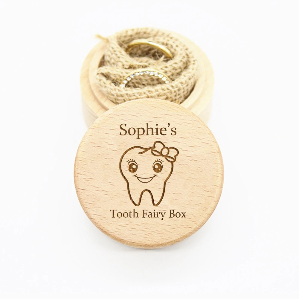 Personalised Baby Wooden Tooth Boxes Engraved Milk Teeth Storage Collect Teeth Umbilical Save Kid Gifts Custom Name Keepsake Box