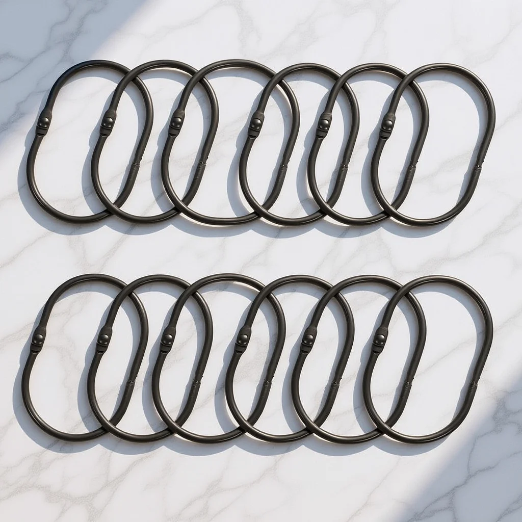 

12Pcs Shower Curtain Hooks Metal Oval Rings Smooth Sliding Rust Resistant for Bathroom Curtains Shower Curtain Rings