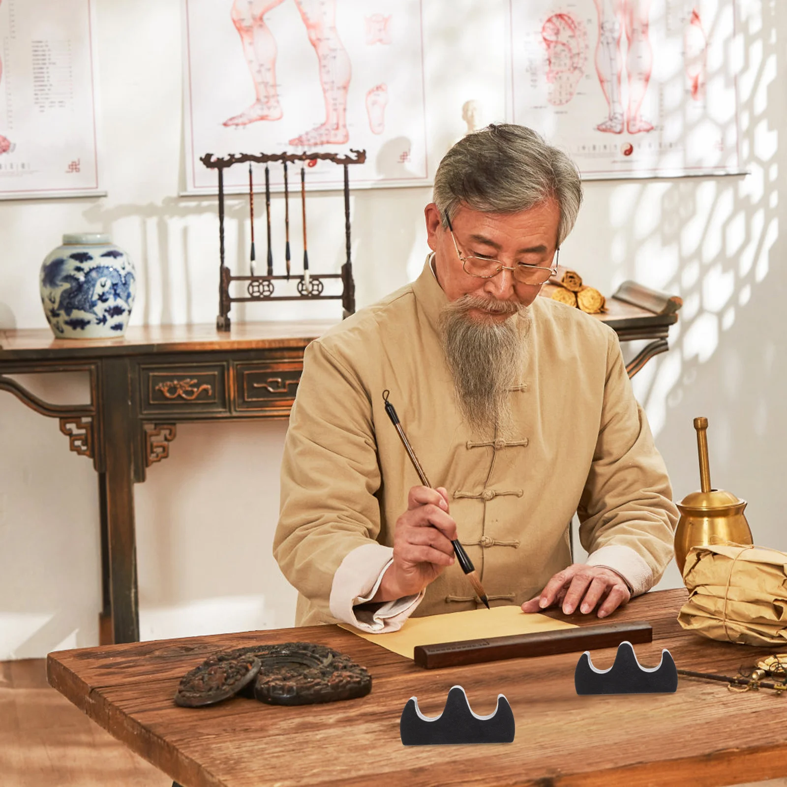 1 комплект, подставка для ручки с чернилами, комбинированные высококачественные многофункциональные аксессуары для каллиграфии для кабинета, офисного декора, пластиковые чернила