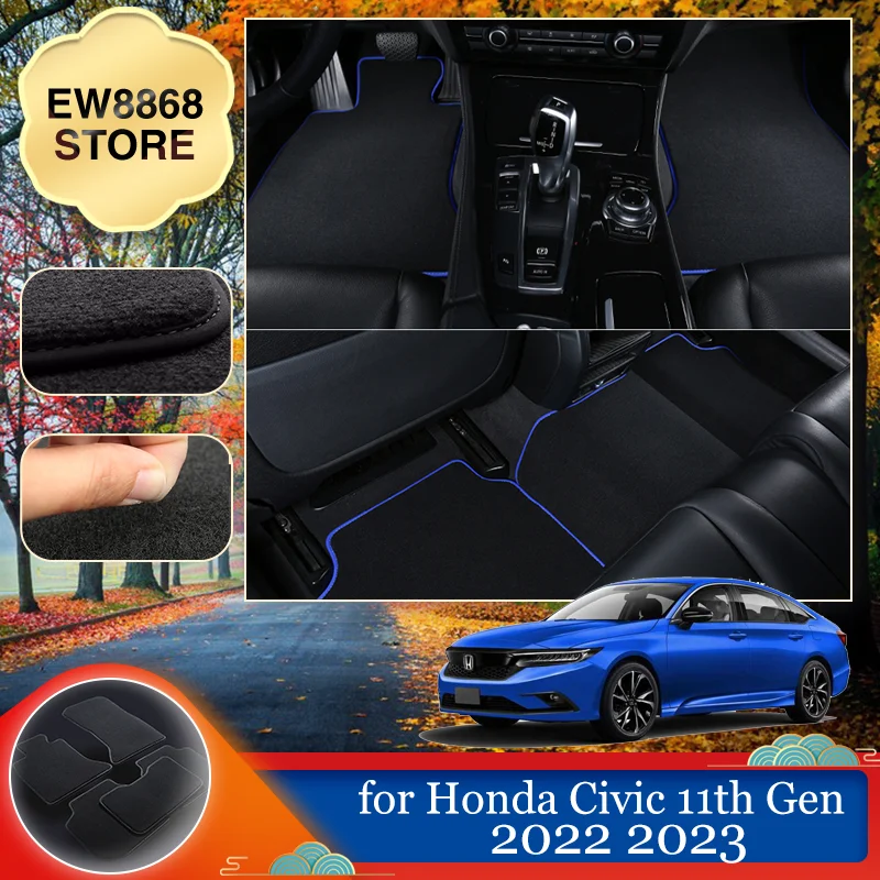 Car Floor Mat for Honda Civic 11th Gen FE FL 2022 2023 Auto Foot Cover Carpet Parts Pad Rug Custom Interior Panel Accessories