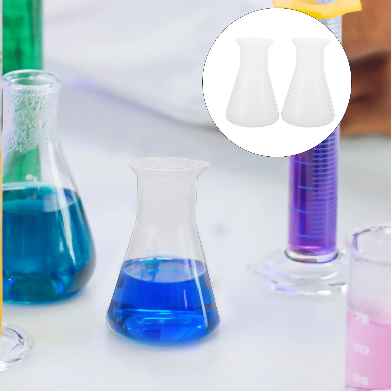 6 Pcs Flasks Laboratory Erlenmeyer Plastic Scale Chemistry 100ml Science Conical