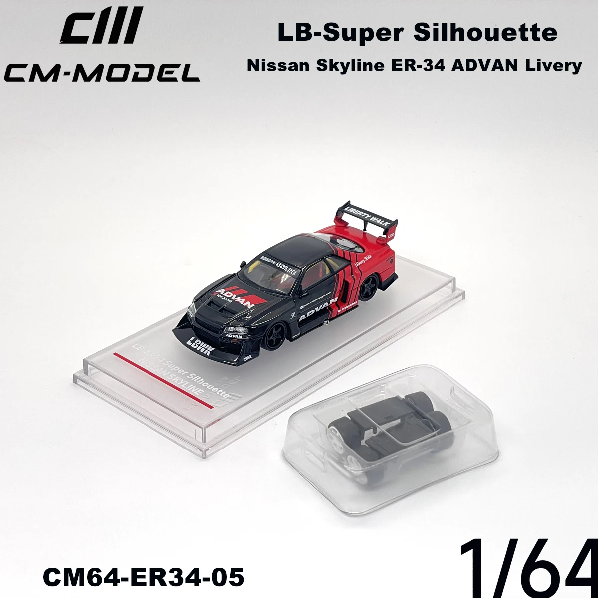 CM Model 1:64 LB‑ER34 Super Silhouette Skyline ADVAN Spare Interchangeable Wheels CM64‑ER34‑05 Collectible Model Vehicles Alloy