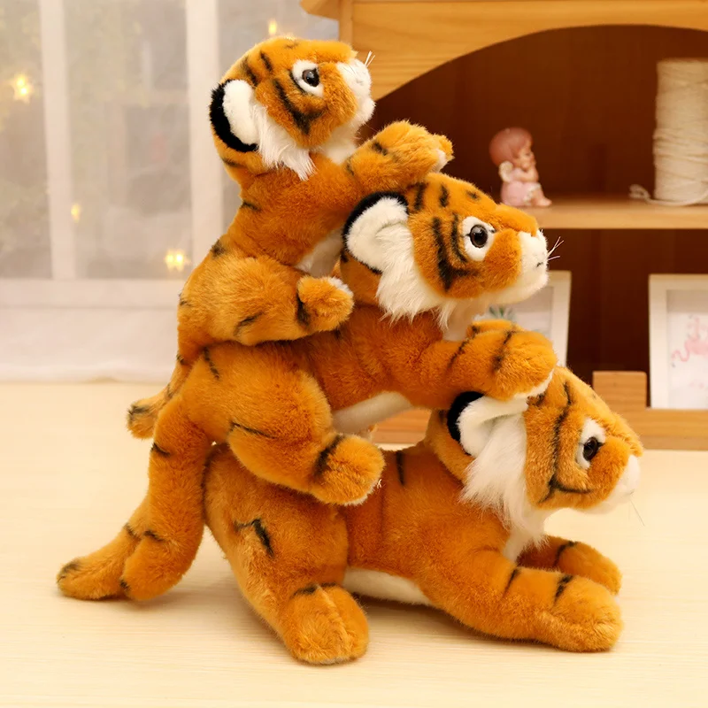 Mini muñeco de peluche de tigre de simulación Kawaii para niños, animales amarillos y blancos en diferentes posturas, juguete de peluche de tigre para niños, regalos de acompañamiento