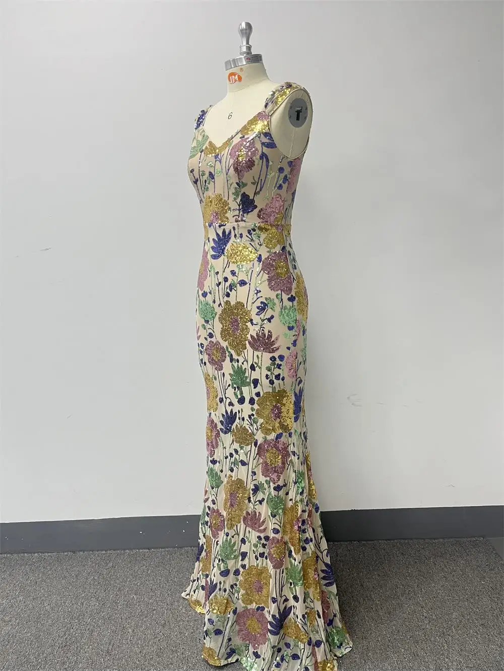 Vestidos bordados de lentejuelas con doble cuello en V para mujer, vestido largo elegante sin mangas con espalda descubierta, vestido largo hasta el suelo de cintura alta para verano