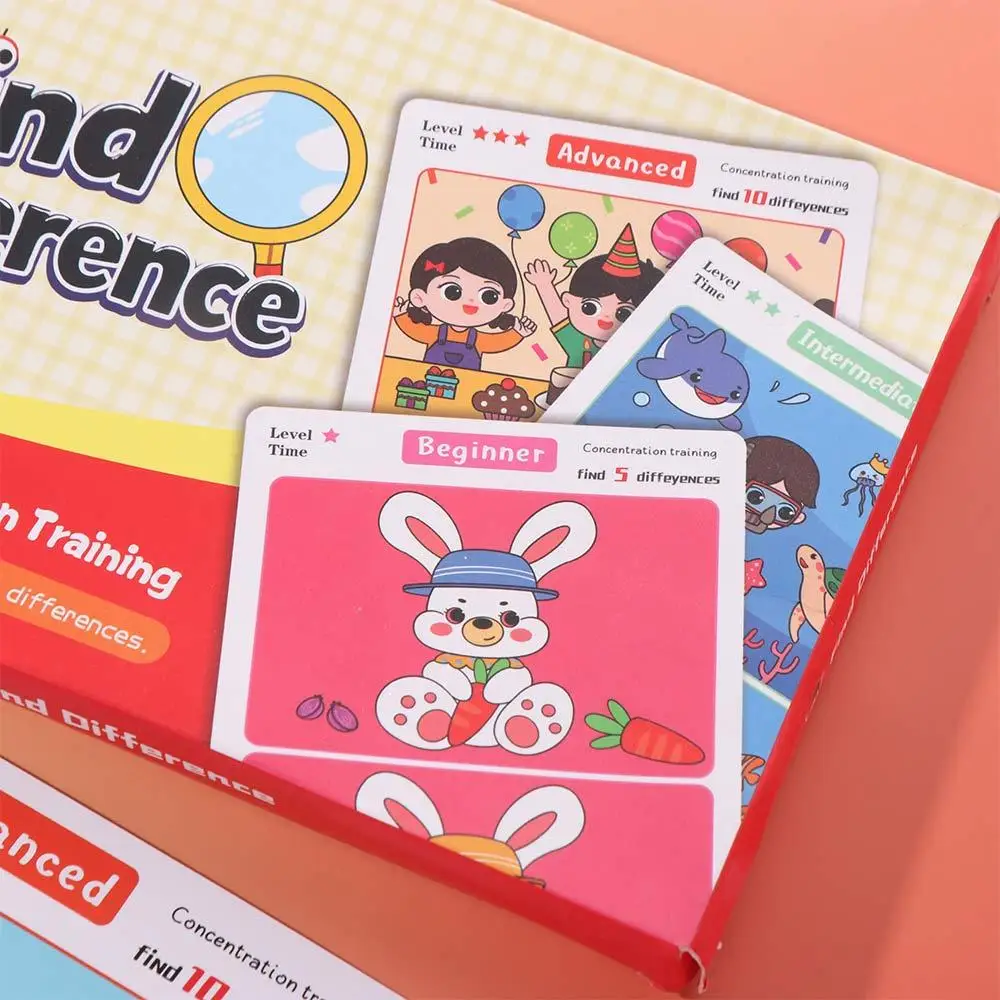 

64 Pages Concentration Training Game Rewritable Erasable Puzzle Board Game Card Find The Difference Focus and Observational