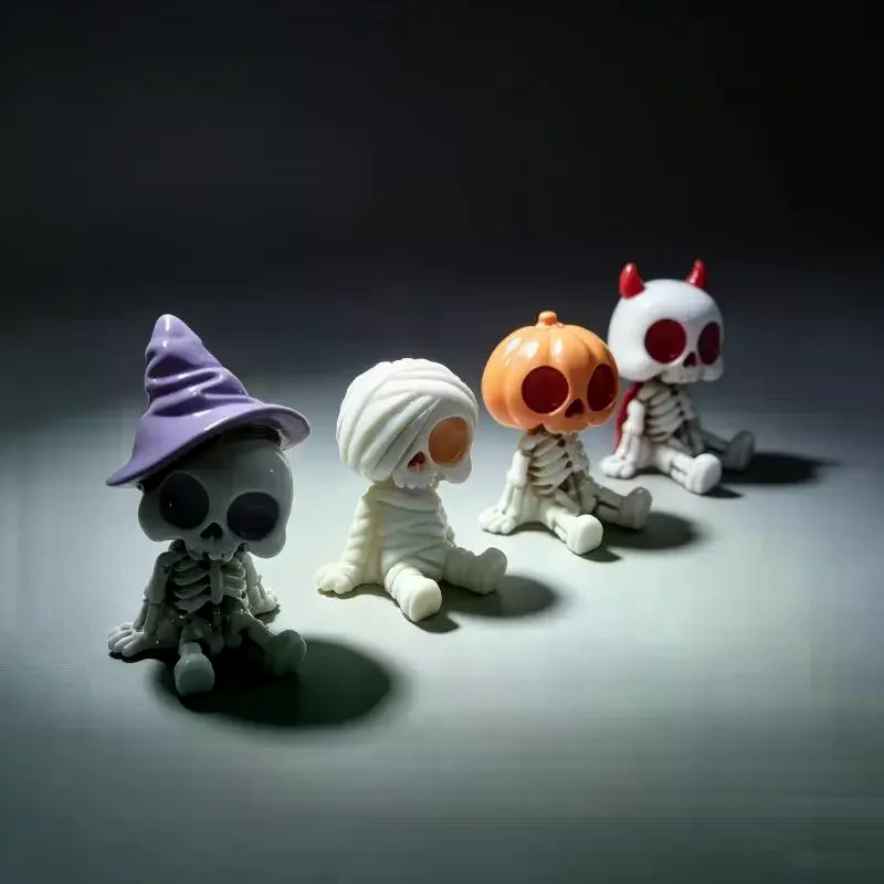 Gothic Skull Statue Resin Skeleton Figurines: 4/8pcs Halloween Party Decor Desktop Ornament Gifts