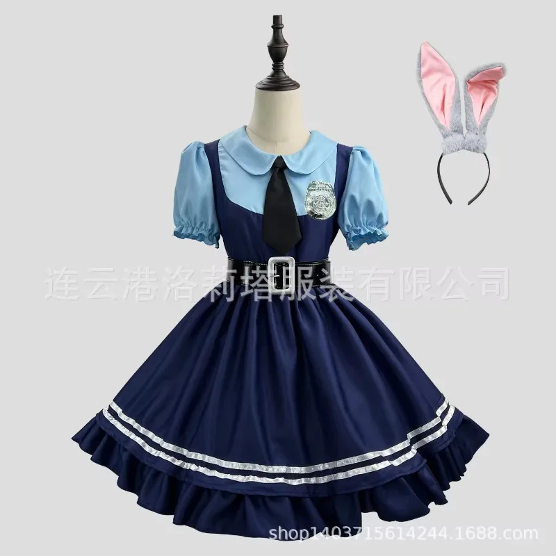 Full Dress + Headpiece + Collar + Belt + Chest Real Shooting Zootopia Judy Rabbit Officer Cosplay Animation Cosplay Costume