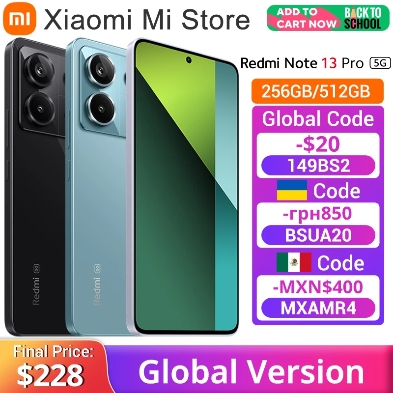 

Смартфон Xiaomi Redmi Note 13 Pro®Смартфон 7s Gen 2, 1,5 МП, OIS, камера 120 K, Гц, AMOLED дисплей, зарядка 67 Вт